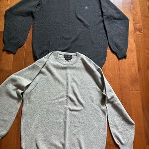 2 James Pringle Men's Pure Wool Knit Pullover Sweater Size L. Dark & Light Grey